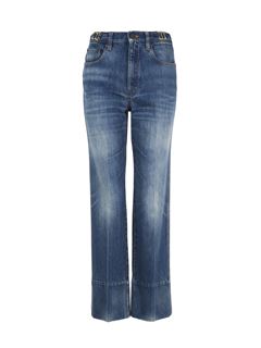 CHLOÉ Pants Woman Straight cropped jeans in denim w