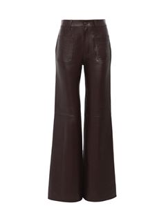 CHLOÉ Pants Woman Cropped bootcut trousers in classic nappa leather w