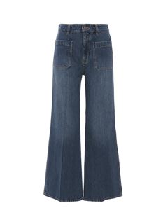 CHLOÉ Pants Woman Cropped bootcut jeans in denim w