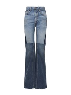 CHLOÉ Pants Woman Flared patchwork jeans in denim w