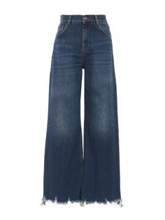 CHLOÉ Pants Woman Cropped wide-leg jeans in denim w