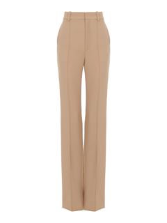 CHLOÉ Pants Woman High-waisted straight pants in wool grain de poudre w