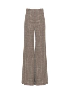 CHLOÉ Pants Woman Flared tailored trousers in Prince of Wales wool w