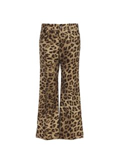 CHLOÉ Pants Woman Cropped bootcut trousers in leopard-print cotton velvet w