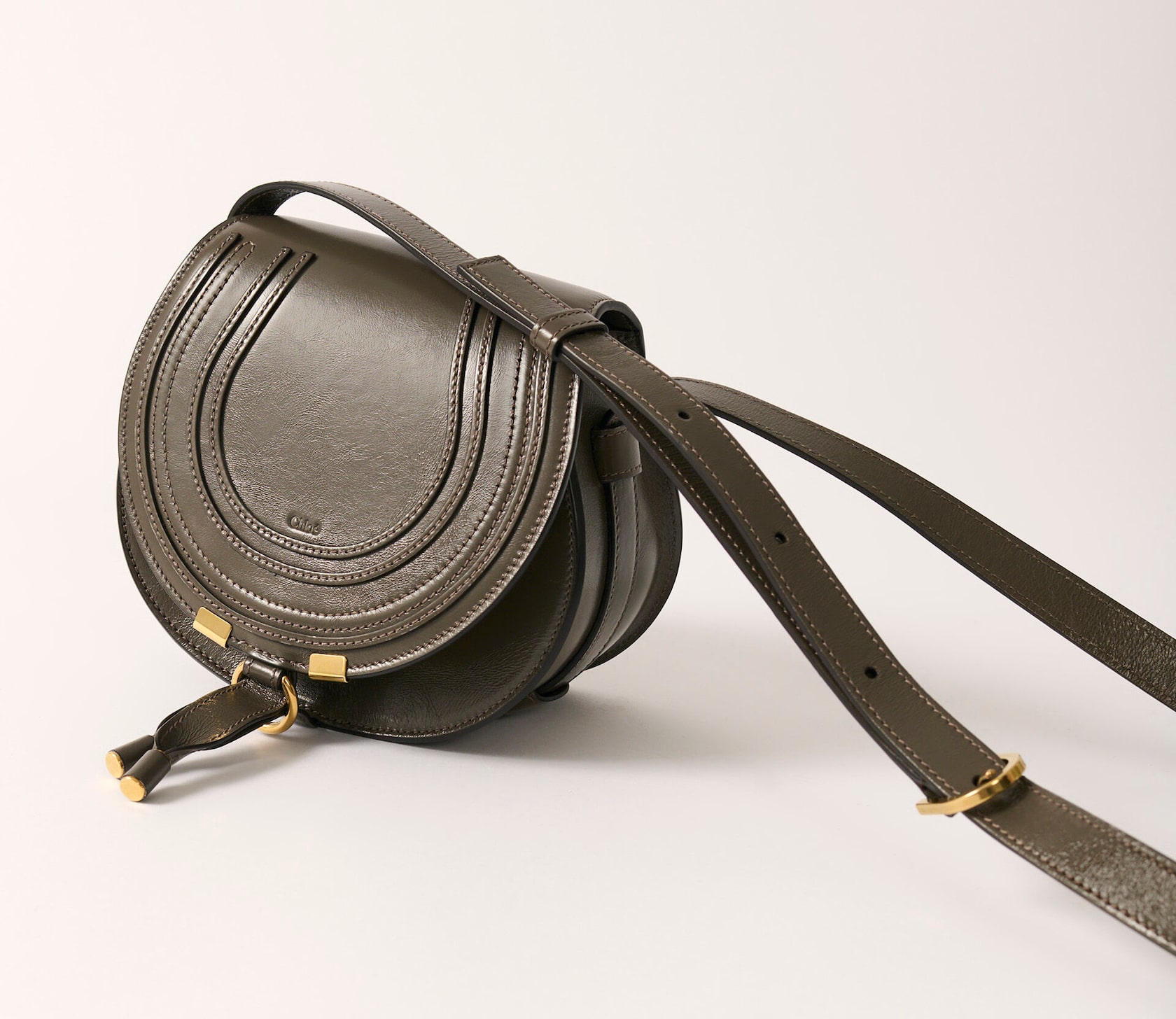 Woodrose small marcie saddle bag in shiny leather