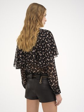 Cape blouse in silk satin jacquard Ginkgo Homage print on dots silk satin jacquard
Black Top view of the product