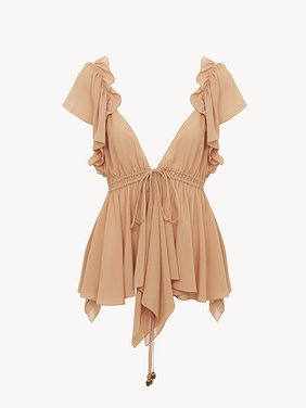 Gathered camisole top in silk georgette Silk georgette
Cheek