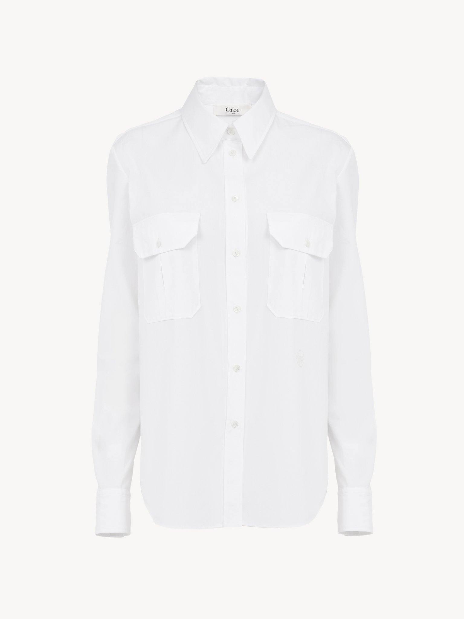 Classic utilitarian shirt in cotton poplin Organic cotton poplin
White