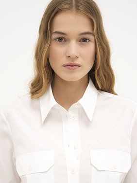 Classic utilitarian shirt in cotton poplin Organic cotton poplin
White 