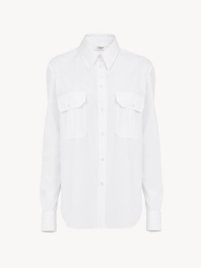 Classic utilitarian shirt in cotton poplin Organic cotton poplin
White