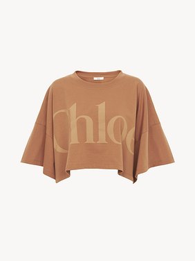 Cropped boxy logo T-shirt in cotton jersey Signature cotton jersey
Orange Rust