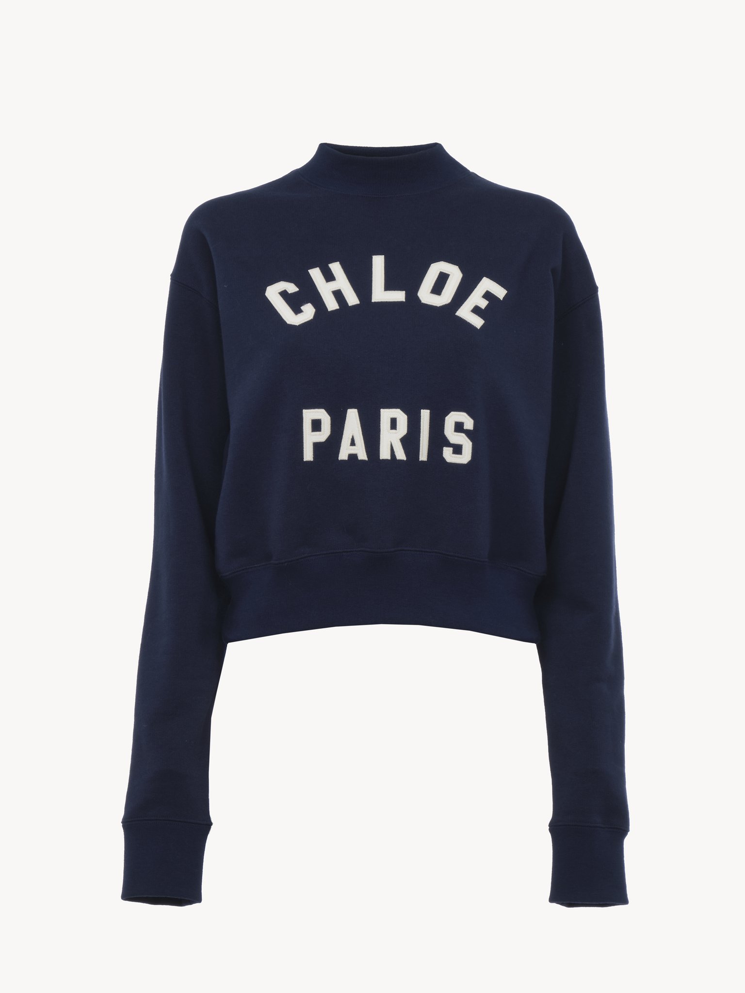 Mock-neck logo sweater in cotton fleece "Chloé Paris" cotton fleece
Classic Navy