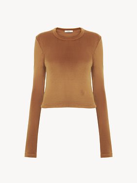 Long-sleeve top in velvet jersey Matte velvet jersey
Fall Brown