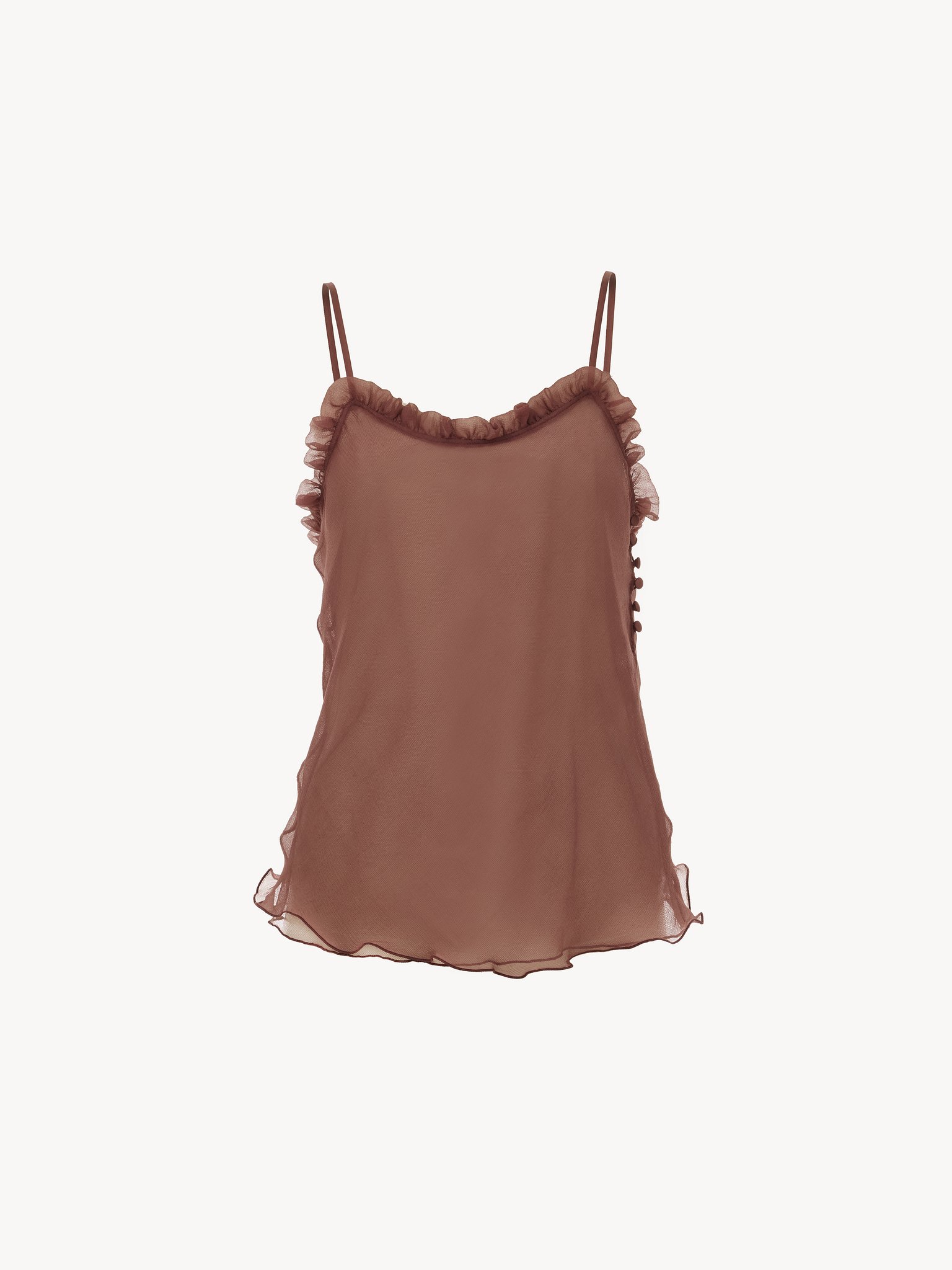 Ruffled camisole top in lingerie tulle Lingerie tulle
Woodrose