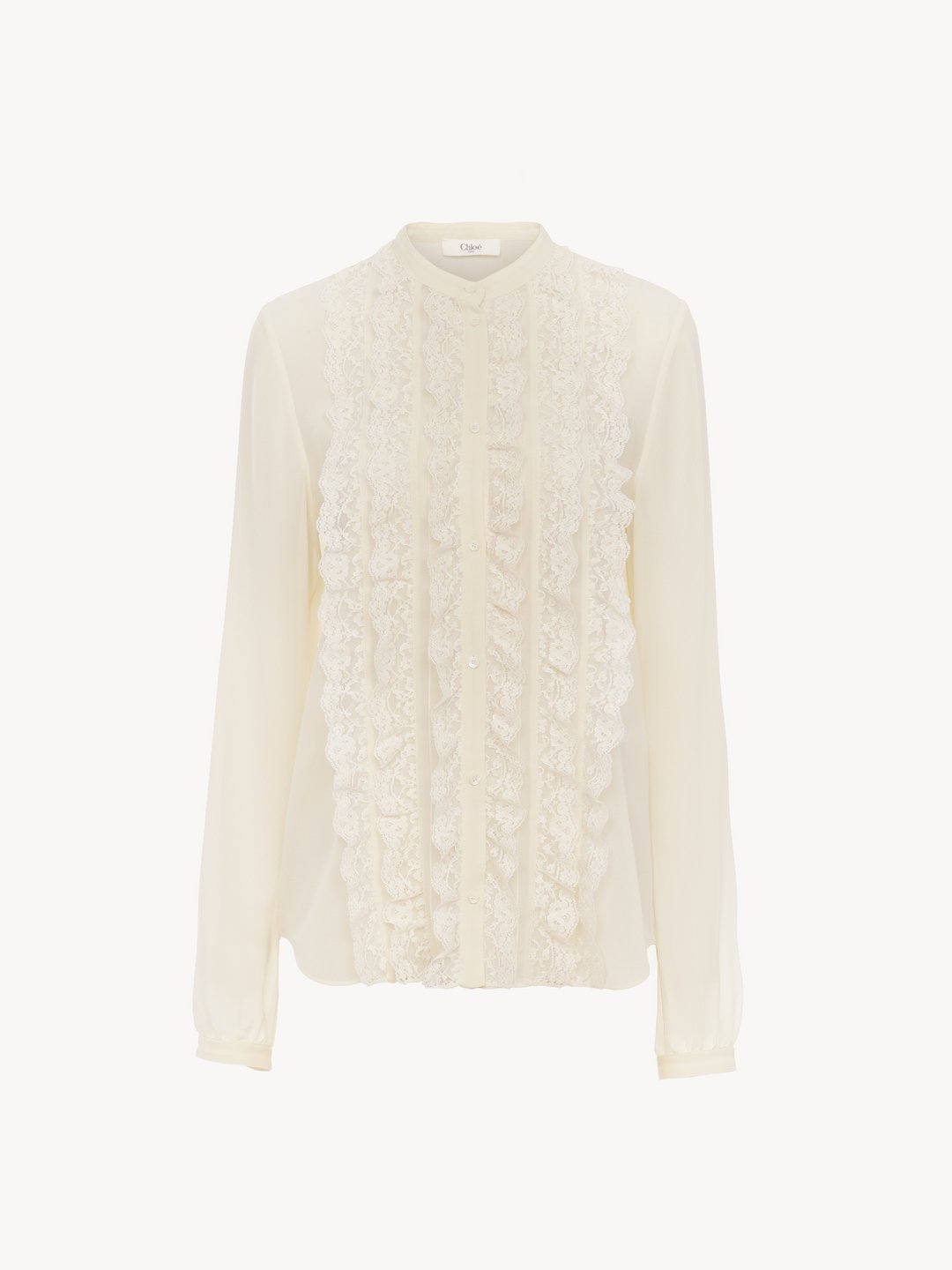 Chloé Gathered V Neck Top In Silk Georgette | Chloé US