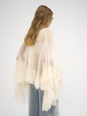 High-low ruffle top in silk mousseline Organic silk mousseline
Whisper White Top view of the product