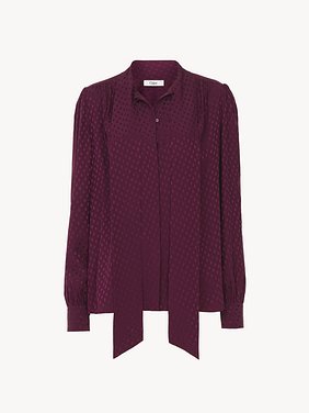 Lavallière blouse in silk jacquard Organic silk dots jacquard
Maroon Pink