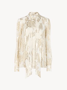 Gathered lavallière blouse in silk jacquard & lurex Silk lurex maxi floral jacquard
Coconut Milk