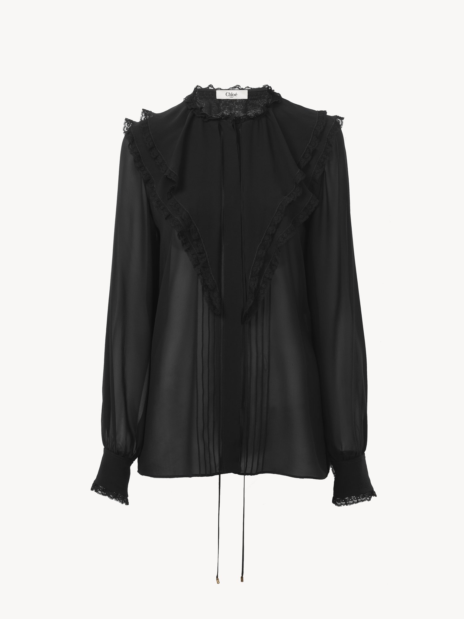 Ruffled blouse in silk georgette Silk georgette
Black