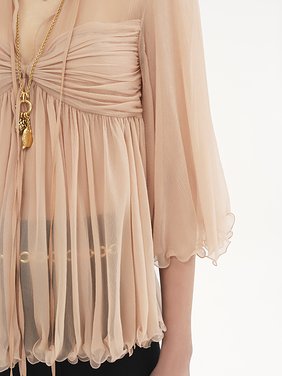 Pleated top in silk mousseline Organic silk mousseline
Tender Peach 