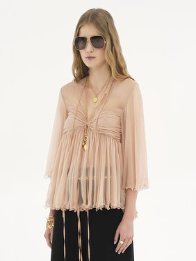 Pleated top in silk mousseline Organic silk mousseline
Tender Peach Product detail