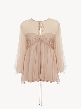 Pleated top in silk mousseline Organic silk mousseline
Tender Peach