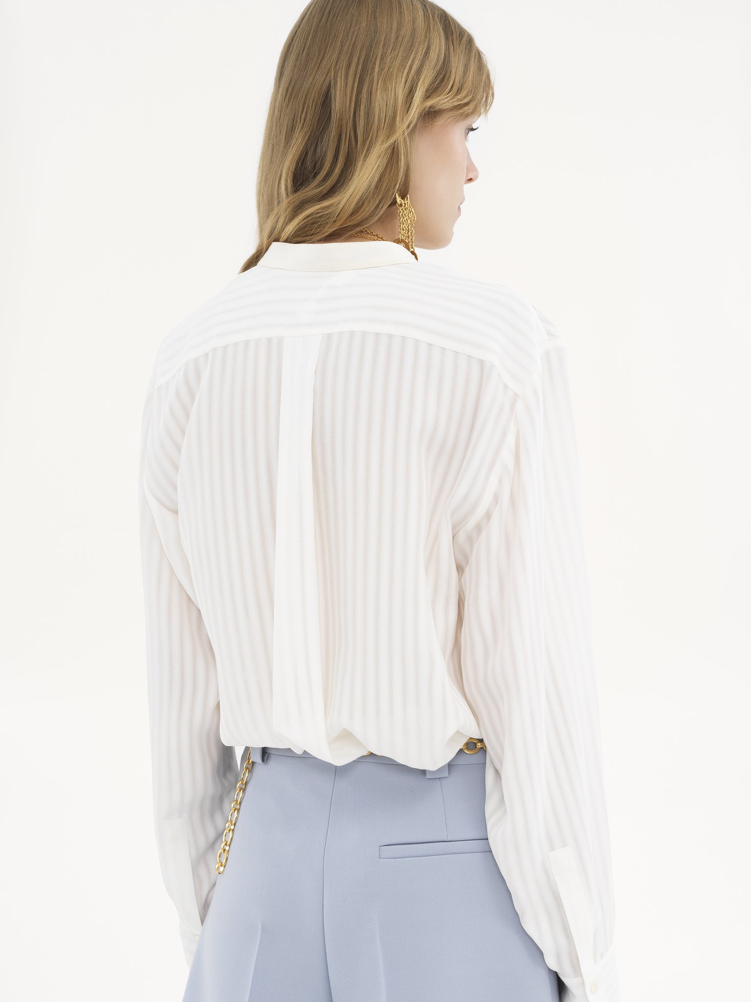 Collarless shirt in striped viscose Light viscose stripe
Whisper White Top view of the product