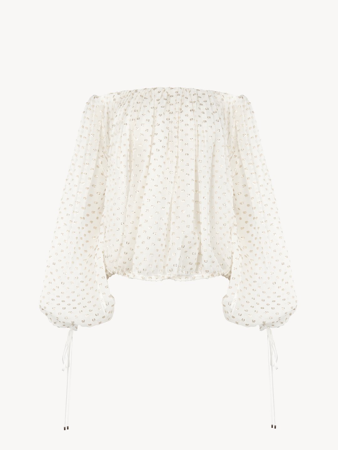 Chloé Gathered Off The Shoulder Top In Silk Jacquard & Lurex | Chloé US