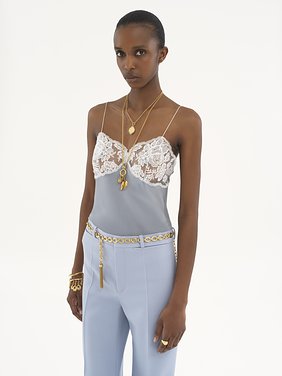 Camisole top in satin & lace Washed crêpe satin
Ash Blue Product detail