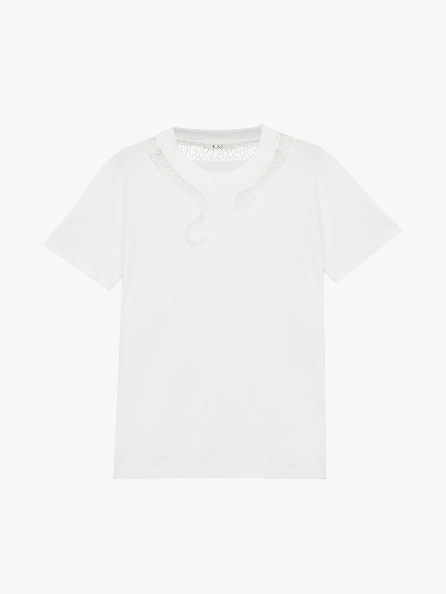 Guipure T-shirt in cotton jersey Snake capsule organic cotton light jersey
White