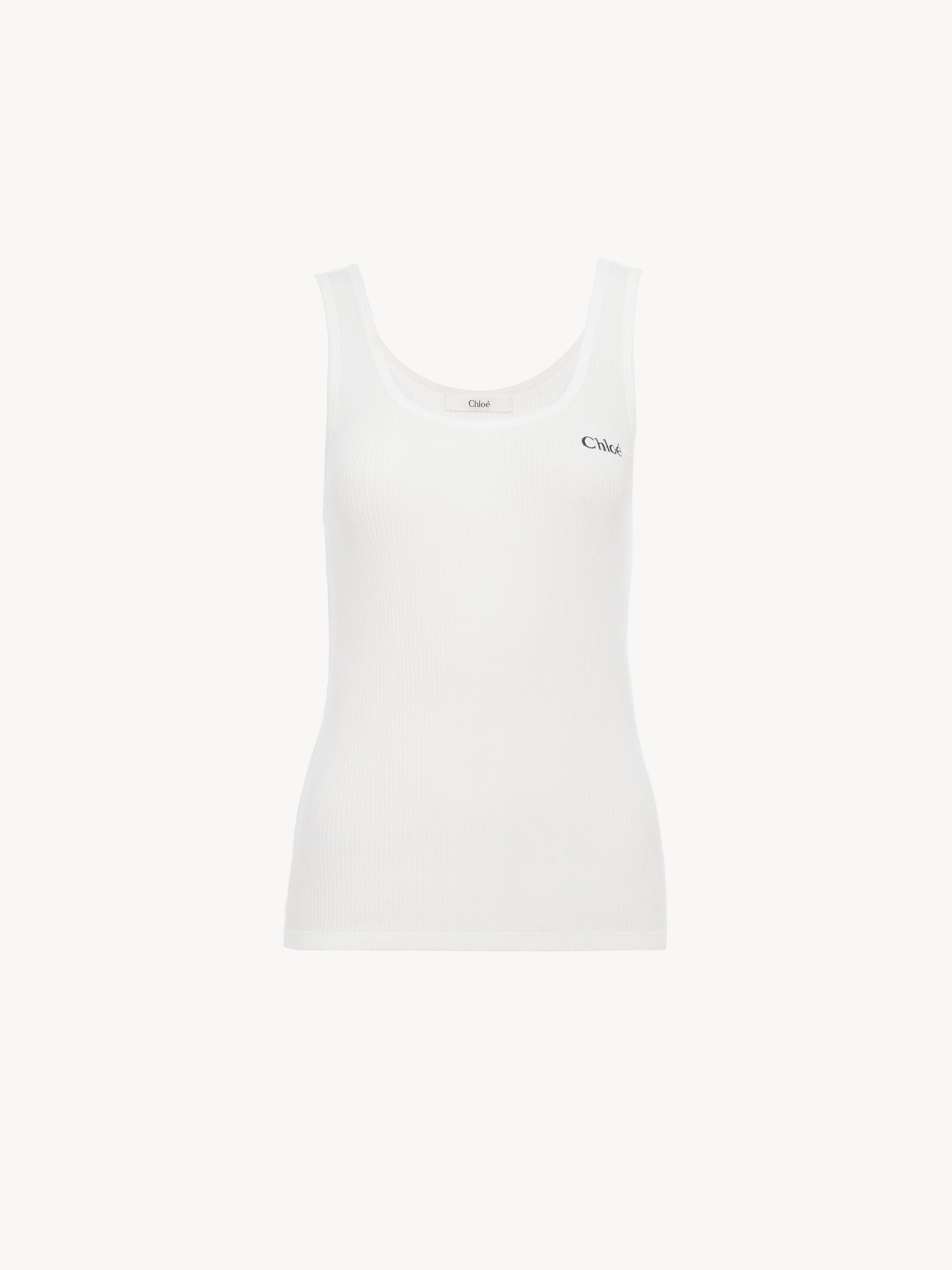 Logo tank top in jersey Ribbed signature jersey
White