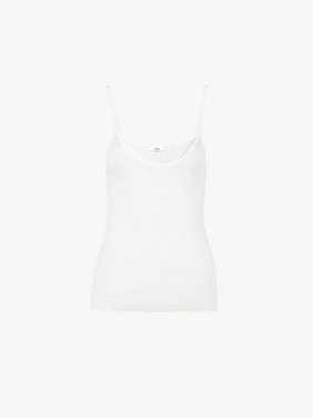 Fitted tank top in superfine wool Lower-impact superfine wool ribbed knit
Iconic Milk