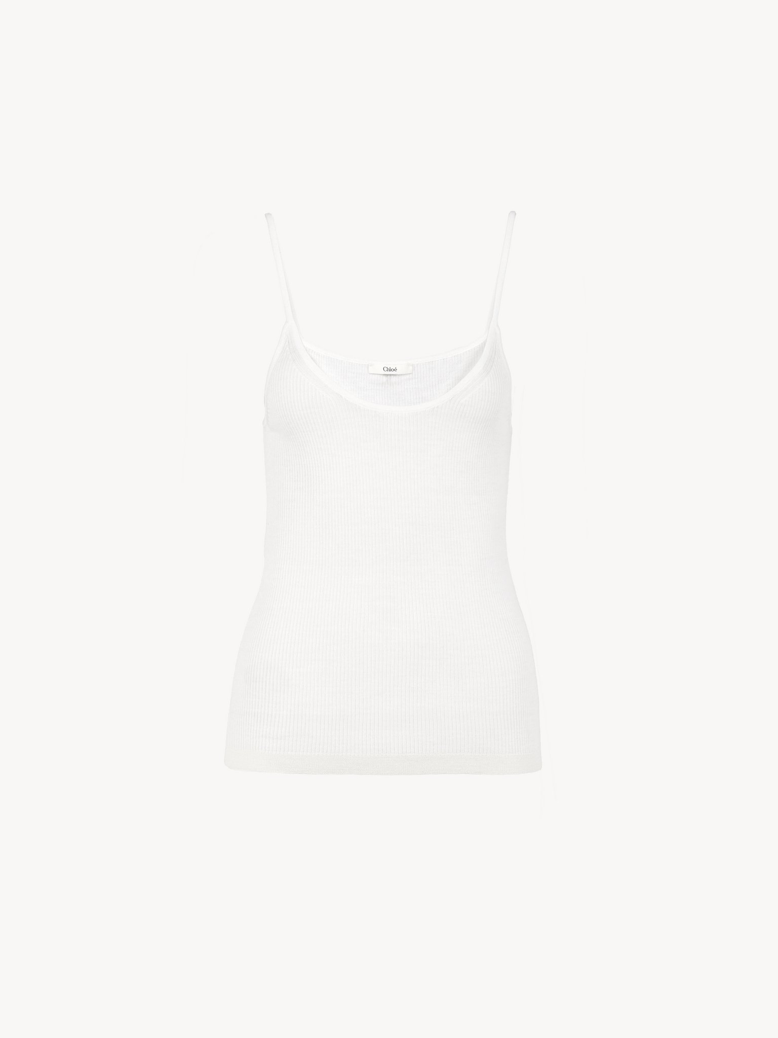 Fitted tank top in superfine wool Lower-impact superfine wool ribbed knit
Iconic Milk