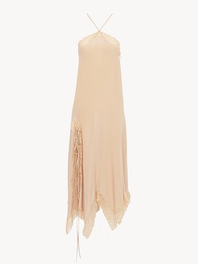 Lingerie halterneck dress in silk Organic crêpe de chine
Sand Brown