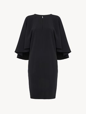 Short cape dress in viscose crêpe Viscose crêpe jersey
Black