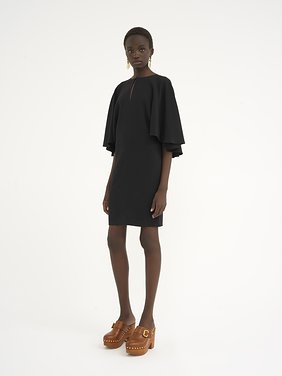 Short cape dress in viscose crêpe Viscose crêpe jersey
Black Product detail