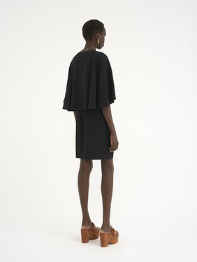 Short cape dress in viscose crêpe Viscose crêpe jersey
Black 