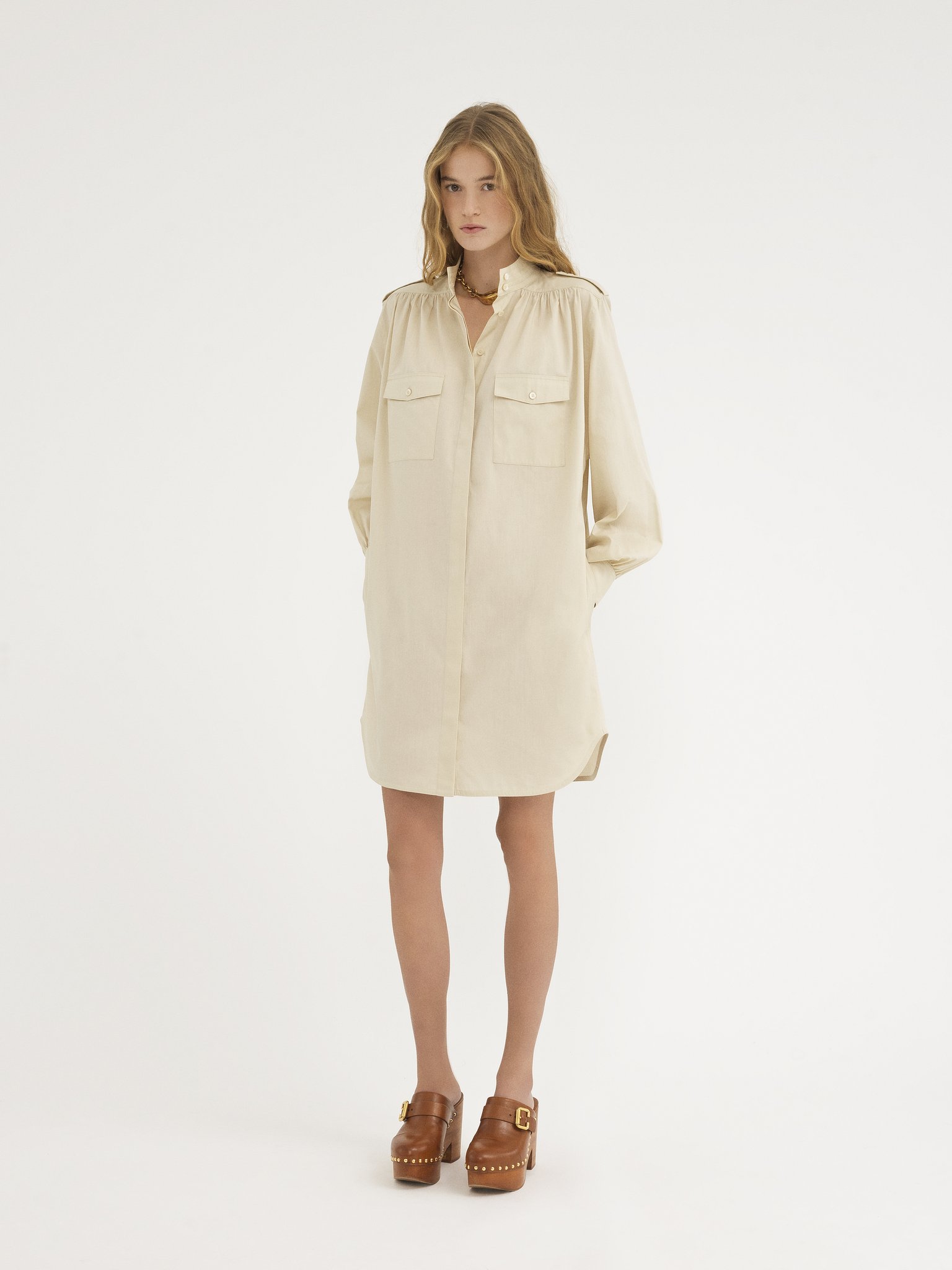 Chloé Utilitarian Shirt Dress In Light Cotton Poplin | Chloé US