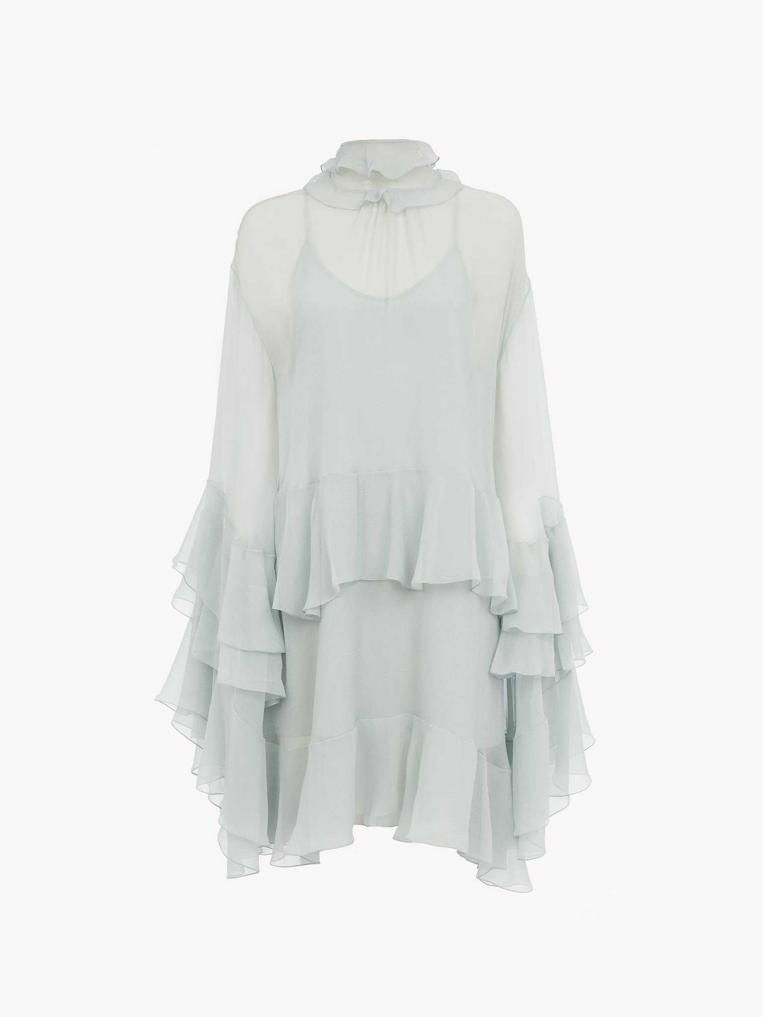 Chloé Mini Ruffled Dress In Silk Mousseline | Chloé MD