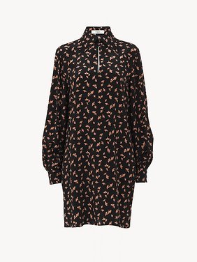 Long-sleeve mini dress in printed crêpe de chine Ginkgo Homage print on crêpe de chine
Pearl Blush