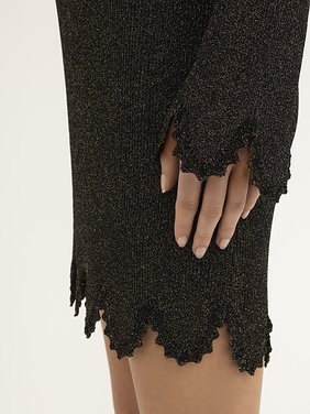 Fitted scallop dress in viscose-blend knit Viscose & metallic lurex rib knit
Black Front view of the product being worn