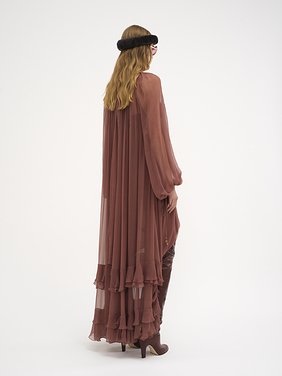 Gathered long dress in silk mousseline Organic silk mousseline
Woodrose Top view of the product