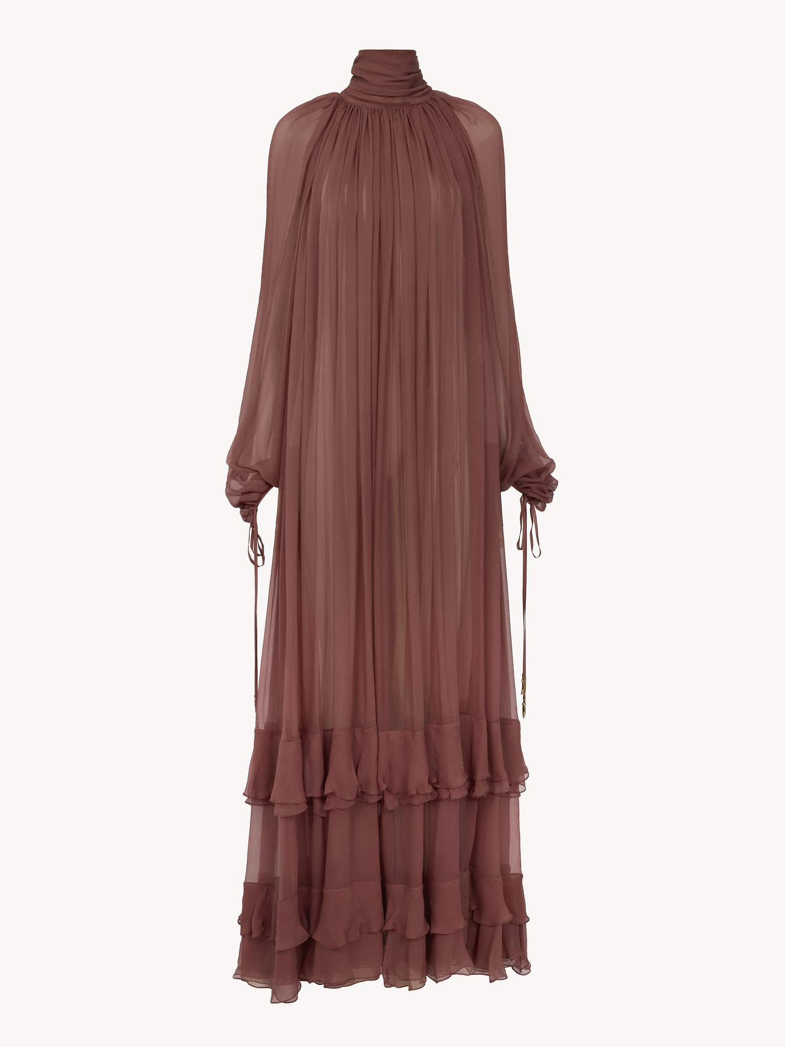 Gathered long dress in silk mousseline Organic silk mousseline
Woodrose