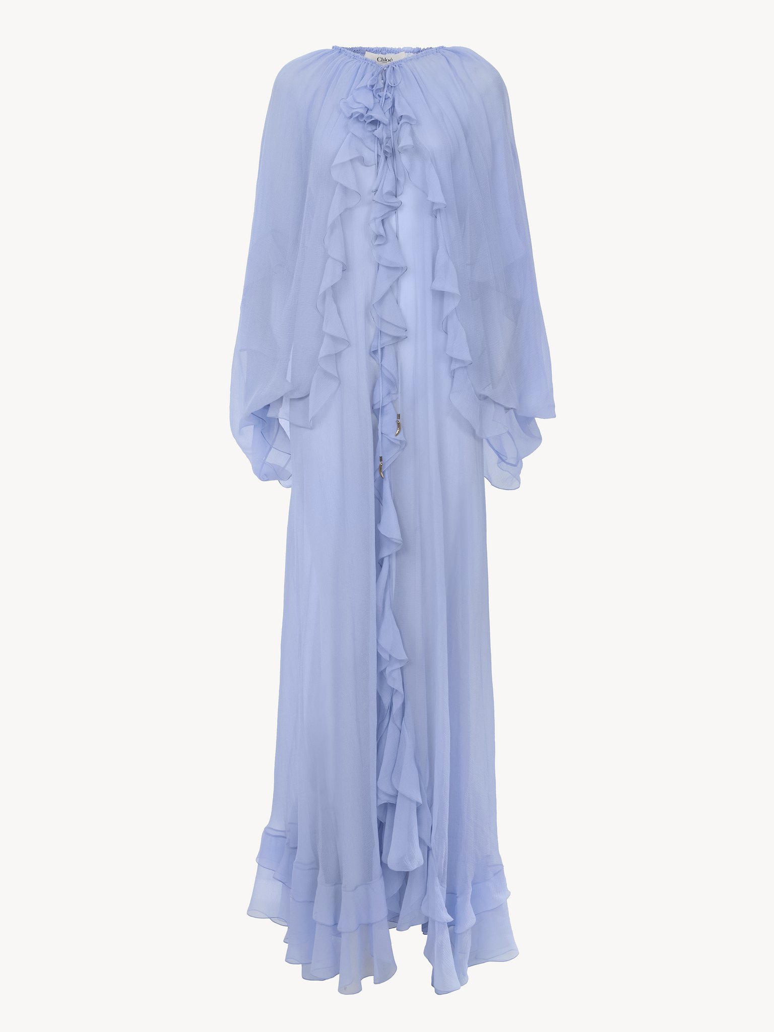 Long cape dress in silk mousseline Organic silk mousseline
Idyllic Blue