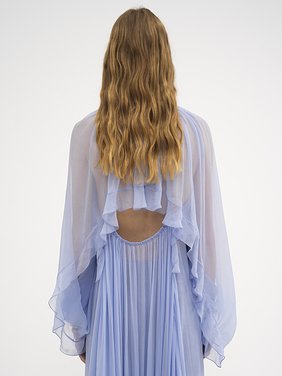 Long cape dress in silk mousseline Organic silk mousseline
Idyllic Blue [*** acc_altImage_shotG ***]