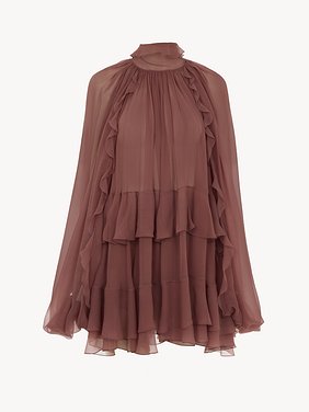 Mini cape dress in silk mousseline Organic silk mousseline
Woodrose