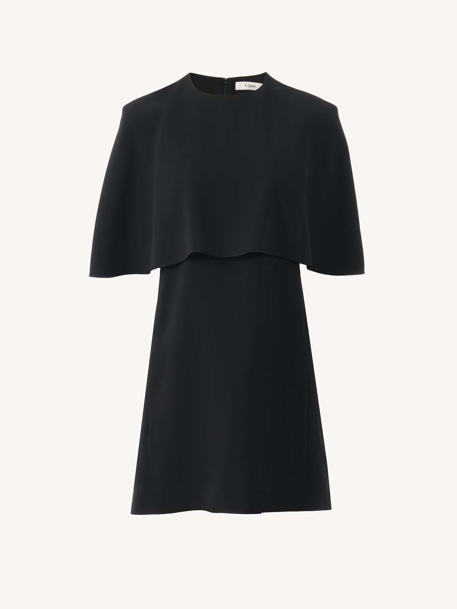 Short cape dress in viscose crêpe Viscose crêpe
Black