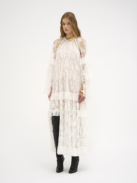 Long ruffle dress in silk lace Floral lace embroidery on silk
Iconic Milk Product detail