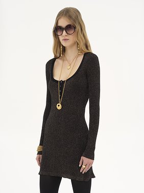 Fitted mini dress in lurex knit Lurex ribbed knit
Black Gold Product detail