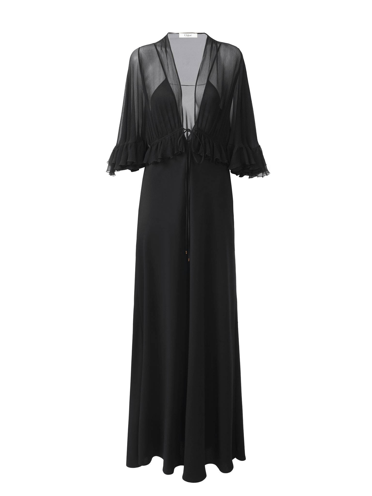 V-neck long dress in crêpe satin Washed crêpe satin
Black Preview of the product in the shopping bag